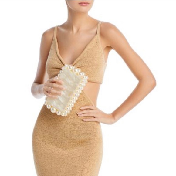 Cult Gaia Eos Box Clutch in Cream and Gold - Picture 5 of 13